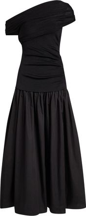 Self Portrait Detachable-skirt Cotton-poplin and Fine-knit Midi Dress - Black - 16 (UK16 / XL)