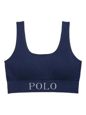 Polo Ralph Lauren ribbed seamless top - women - Elastane/Nylon/Lyocell - S - Blue