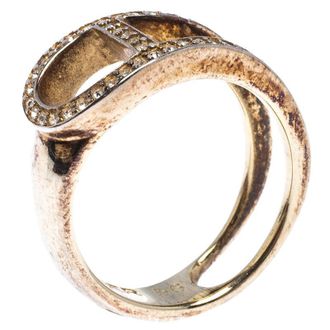 Aigner Gold Tone Crystal Embellished Ring