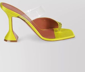 Amina Muaddi crystal square toe sandals