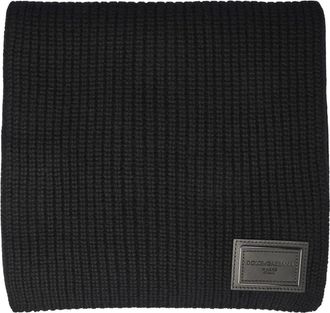Dolce & Gabbana Bufanda de Punto con Parche - Accessories - Hombre - Negro - ONE SIZE