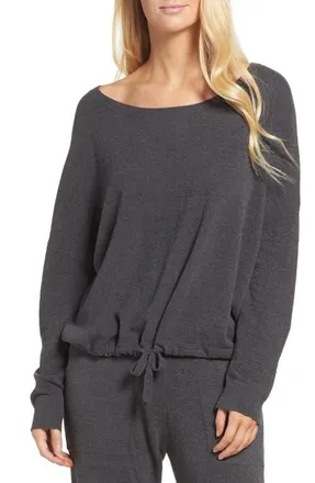 Barefoot Dreams CozyChic Ultra Lite Lounge Pullover in Carbon at Nordstrom, Size X-Large