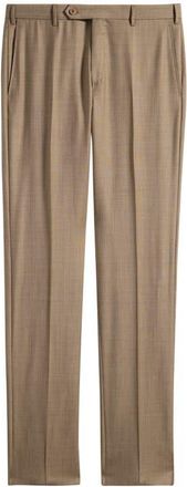 Zanella Parker Classic Wool Sharkskin Dress Pants in Tan at Nordstrom, Size 33