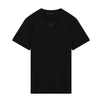 Prada Triangle-appliqu&eacute; T-shirt - male - Prada - T-Shirts - Black - M - Tops