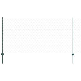 Berkfield Home Fence Posts 11 pcs U-Channel Green 140 cm Steel, Hexagon Fence Gr