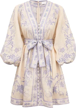 Zimmermann INDRA PLUNGE SHORT LINEN DRESS - Zimmermann - Woman