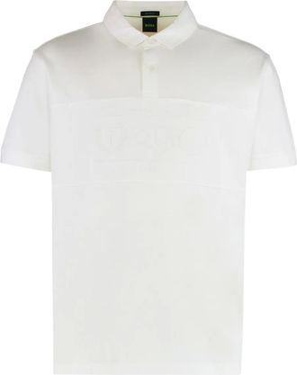 BOSS Polo in cotone con ricamo logo - Bianco