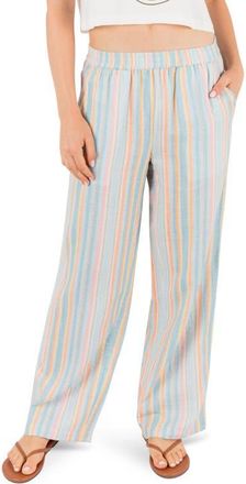 Hurley Avalon Stripe Cotton Gauze Wide Leg Pants in Blue Multi at Nordstrom, Size X-Small