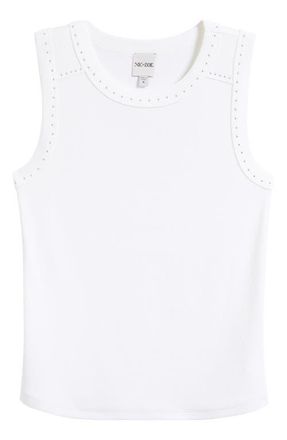 Nic+Zoe Perfect Studded Cotton Blend Rib Tank in Paper White at Nordstrom, Size Xx-Large
