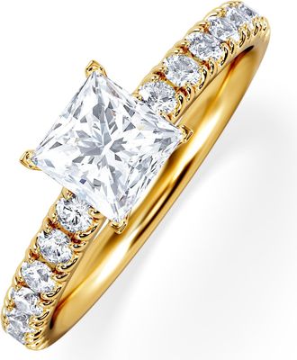 The Diamond Store Katerina GIA Princess Diamond Engagement Ring 18K Gold 1.15ct G/SI2