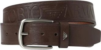 Emporio Armani Cintur&oacute;n de Piel con Logo en Relieve - Accessories - Hombre - Marr&oacute;n - 100 CM