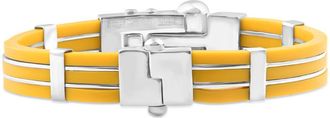 Pompeii3 Mens Steel And Yellow Silicone Two Tone 11mm 8 Bangle Bracelet