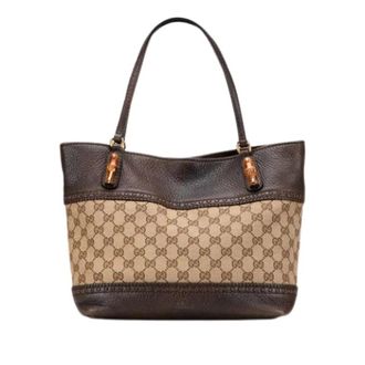 Gucci Pre-owned Tote Bags, female, Brown, Size: ONE SIZE Pre-owned Canvas Tote Bag