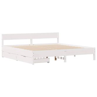 Berkfield Home Full Bed Frame without Mattress White 180x200 cm Super King Solid