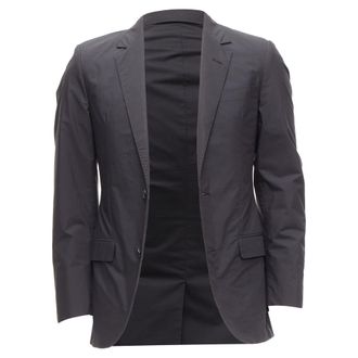 Lanvin dark grey cotton blend nylon minimal single breast suit blazer EU44 XS