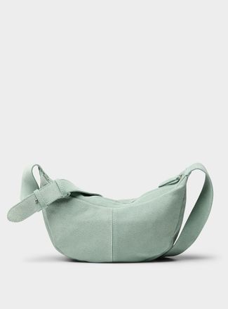 Simons Womens Minimalist suede half-moon bag Exclusive collection from Italy