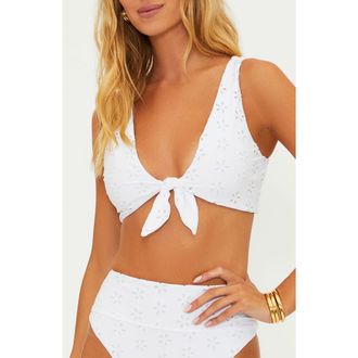 Beach Riot Dallas Tie Front Bikini Top in White Magnolia Eyelet at Nordstrom Rack, Size Large