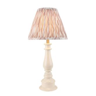 Netlighting Myrtle Almond White Table Lamp Fabric Ikat Shade 25cm B22