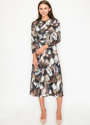 YAL New York Black brushstroke print midi dress