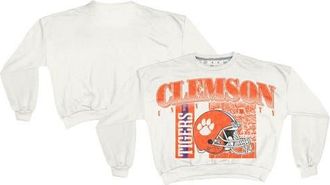 Pressbox Womens Pressbox White Clemson Tigers Oversized Janice Retro Waist-Length Sweatshirt at Nordstrom, Size Xx-Large