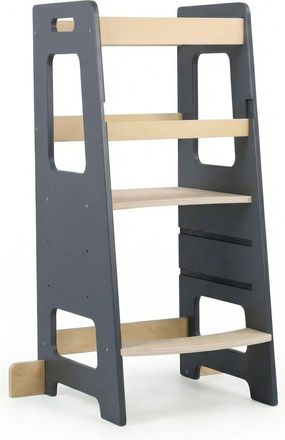 Relaxdays Relaxdays Lernturm, Altura Ajustable, Antivuelco, (al X An X F) 90 X 40 X 44 Cm, Torre Infantil, Antracita/natural