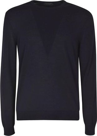 Zanone Navy Katoenen Crewneck Sweater - Heren - Ronde hals truien - Blauw - 3XL - Katoen - Truien & Vesten