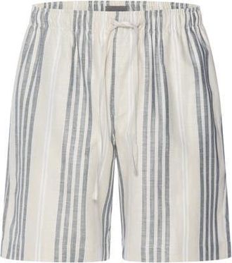 Hanro UC Linen and Cotton Woven Shorts in Sandy Stripe at Nordstrom, Size X-Large