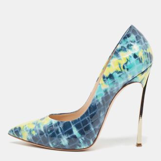 Casadei Tricolor Textured Patent Leather Blade Pumps