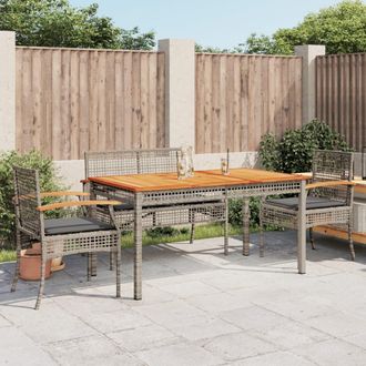 vidaXL Vidaxl - Set Comedor De Jard&iacute;n 5 Piezas Con Cojines Rat&aacute;n Sint&eacute;tico Gris