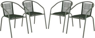Sweeek Set of 4 steel and resin garden armchairs Khaki Green 53x63x74 cm - Tonala