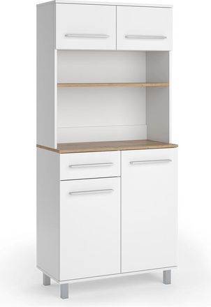 Vicco Buffet De Cocina Pure, Blanco/roble Artesanal, 80.2 X 177 Cm, Vicco