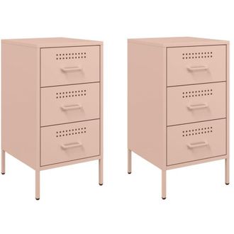 vidaXL Comodini 2 pz Rosa 36x39x68 cm in Acciaio - Vidaxl