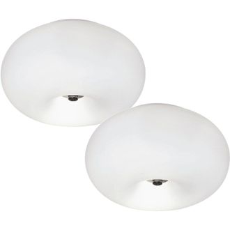 Loops 2 PACK Wall Flush Ceiling Light Satin Nickel Shade White Glass Opal Matt 2x E27 in Metallics