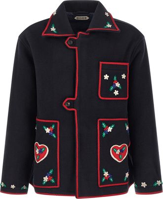 Bode Blue Wool Full-Length Mens Jacket