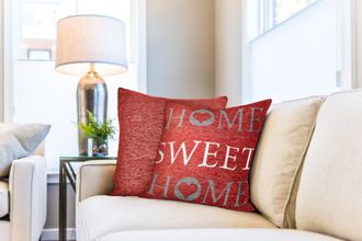 TJ Hughes Home Sweet Home Jacquard Cushion Cover in Burnt Orange - TJ Hughes