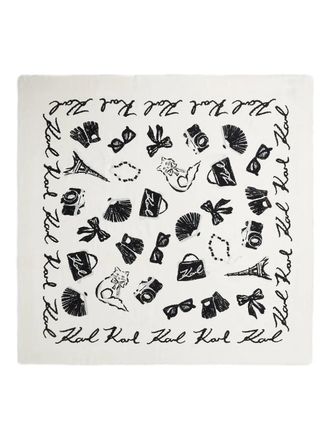 Karl Lagerfeld Signature sjaal met grafische print - Wit