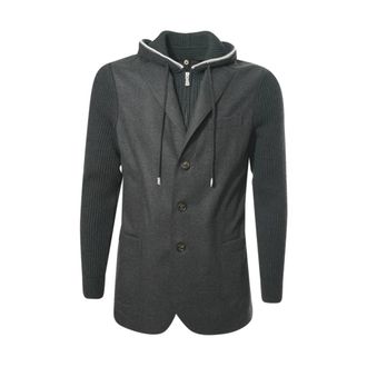 Eleventy Jassen, Heren, Grijs, XL, Wol, Hybride Wollen Jas