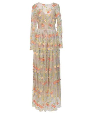 Monique Lhuillier 3D Floral Embroidered Dress Size M
