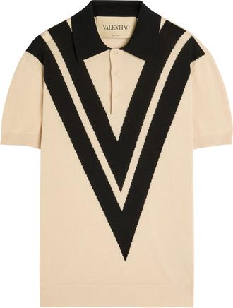 Valentino Garavani Vlogo-intarsia Cotton Polo Shirt - White And Black - XL