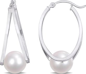 Mimi & Max 8-8.5mm Cultured Freshwater Pearl Earrings in Sterling Silver