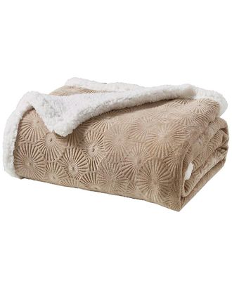 Luxury Home Louvre Embossed Sherpa Plush Throw Blanket