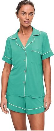 Eberjey Gisele Relaxed Short PJ Set Womens Pajama Sets Oasis Green/White : 2XL, Spandex/Modal