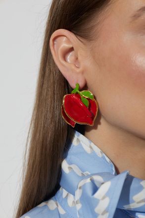 Moschino Brass Earrings, Womens, Gold