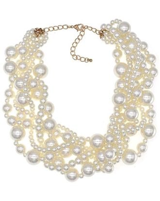 Liv Oliver 18K Plated 6-15Mm Pearl Statement Twist Necklace