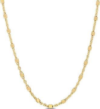 Amour Bead Chain Necklace In Yellow Plated Sterling Silver, 24 In
