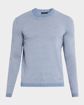 Emporio Armani Men & apos;s Wool Geometric Check Crewneck Sweater