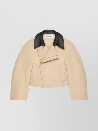 Givenchy cotton wool cropped asymmetric zip jacket
