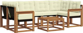 vidaXL Conjunto De Sof&aacute;s De Exterior 7 Uds. Natural Y Crema Vidaxl