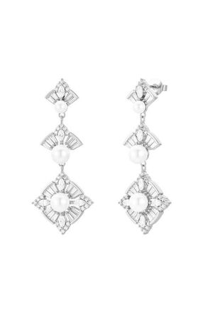 Untamed Petals Margaux Pearl Drop Earrings in Silver at Nordstrom
