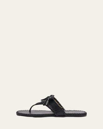 Prada Sienna Threaded Leather Thong Sandals